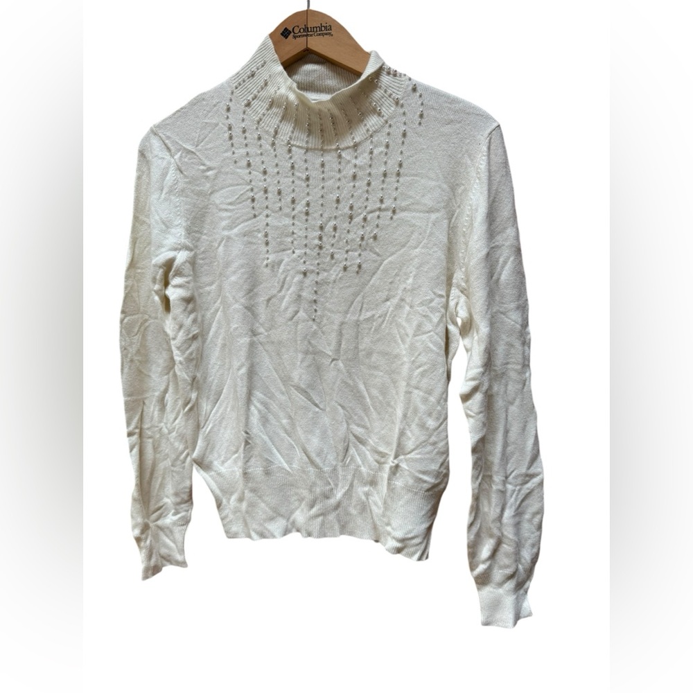 NWT Rena‎ Rowan Beaded Cream Sweater